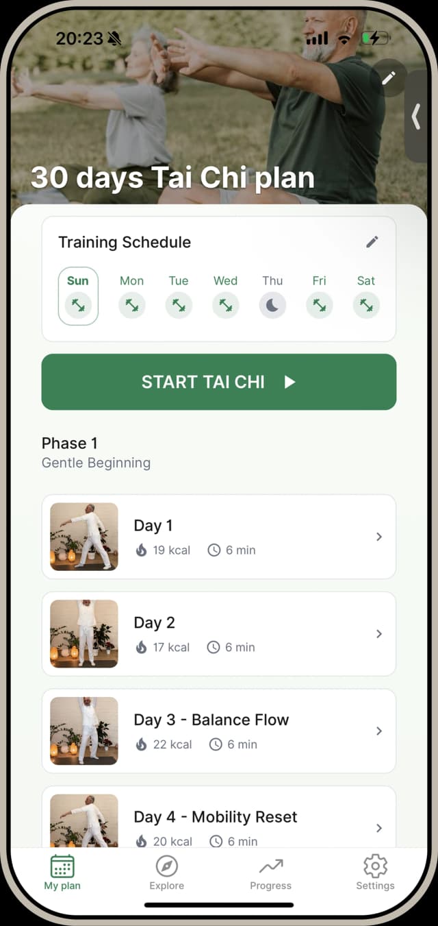 Tai Chi mobile app preview